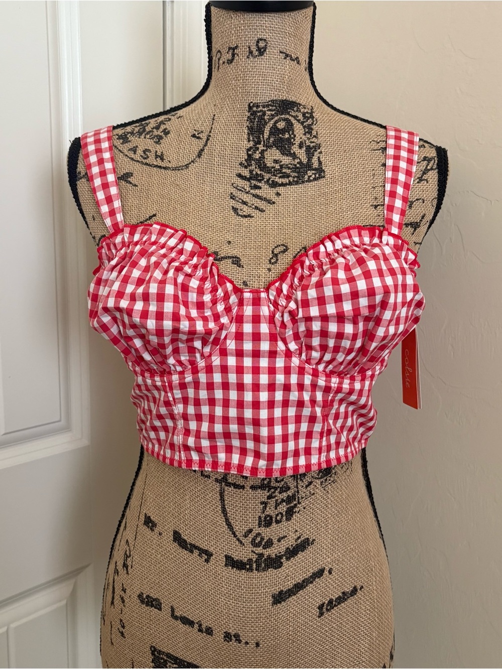 Colsie Target Red & White Checked Bustier Style Top